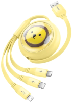 Кабель Baseus USB to Micro USB+Type-C+iP CB000063 / 662802585A (1.1м, желтый) - 