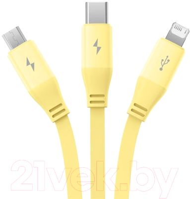 Кабель Baseus USB to Micro USB+Type-C+iP CB000063 / 662802585A (1.1м, желтый)