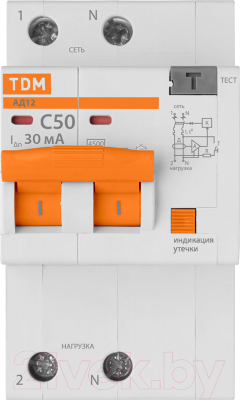 Дифференциальный автомат TDM АД12 2Р 50А 30мА / SQ0204-0120