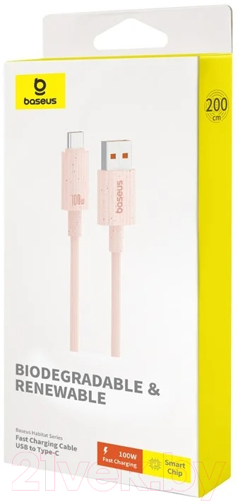 Кабель Baseus Habitat Series USB to Type-C / 662802622A (2м, розовый) — фото 3