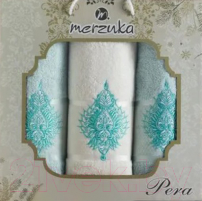 Набор полотенец Merzuka Pera / 10686 (3шт, в коробке, мятный)