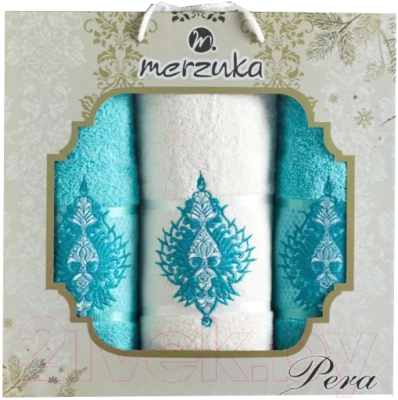 Набор полотенец Merzuka Pera / 10686 (3шт, в коробке, бирюзовый)