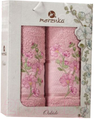 Набор полотенец Merzuka Orkide 50x90/70x140 в коробке / 11038 (розовый)