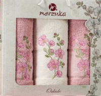Набор полотенец Merzuka Orkide / 11039 (3шт, в коробке, розовый) - 