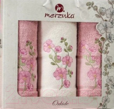 Набор полотенец Merzuka Orkide / 11039 (3шт, в коробке, розовый)