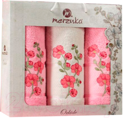 Набор полотенец Merzuka Orkide / 11039 (3шт, в коробке, светло-розовый)
