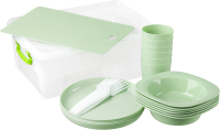 Набор пластиковой посуды Optimplast Люкс №2 Т33000 (23пр, фисташковый) - 