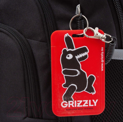 Школьный рюкзак Grizzly RB-450-1 (черный/зеленый)