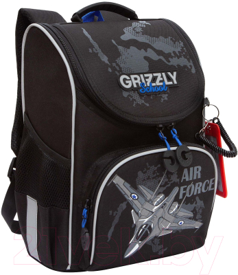 Школьный рюкзак Grizzly RAm-485-3 (черный/синий)