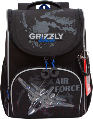 Школьный рюкзак Grizzly RAm-485-3 (черный/синий)