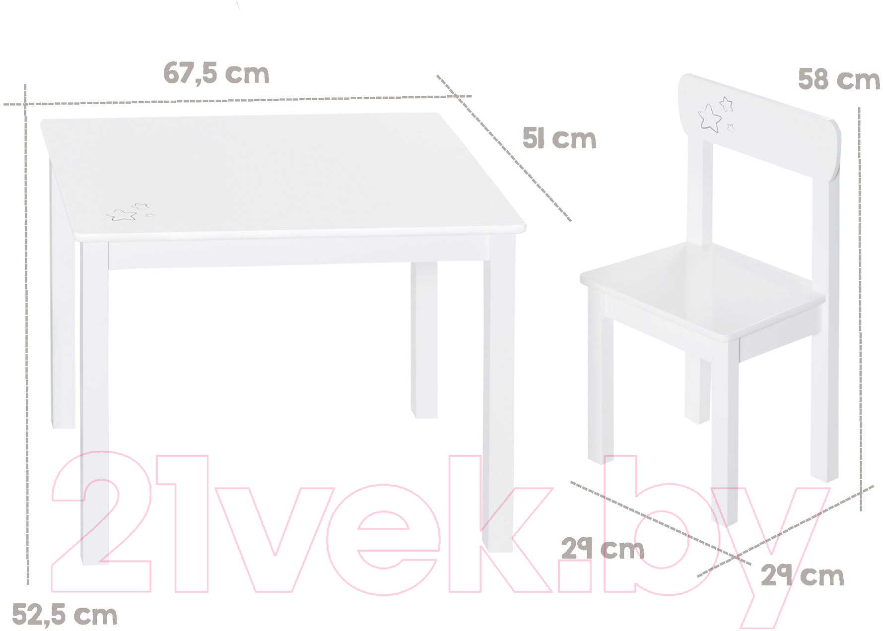 Комплект мебели с детским столом Roba Little Stars / 450017D190