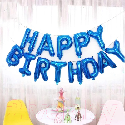 Набор воздушных шаров Sundays Party Happy Birthday / C0004285E (25шт, синий)