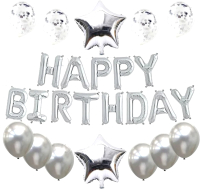 Набор воздушных шаров Sundays Party Happy Birthday / C0004285G (25шт, серебристый) - 