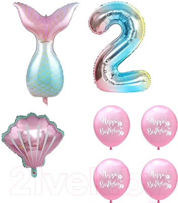 Набор воздушных шаров Sundays Party Цифра 2 / C0006044B (розовый/голубой)