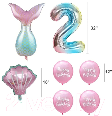 Набор воздушных шаров Sundays Party Цифра 2 / C0006044B (розовый/голубой)