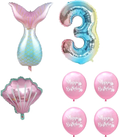 Набор воздушных шаров Sundays Party Цифра 3 / C0006044C (розовый/голубой) - 