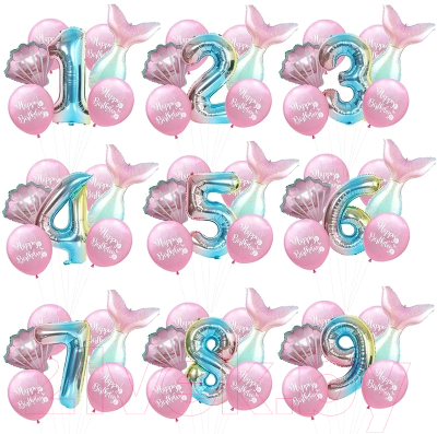 Набор воздушных шаров Sundays Party Цифра 4 / C0006044D (розовый/голубой)