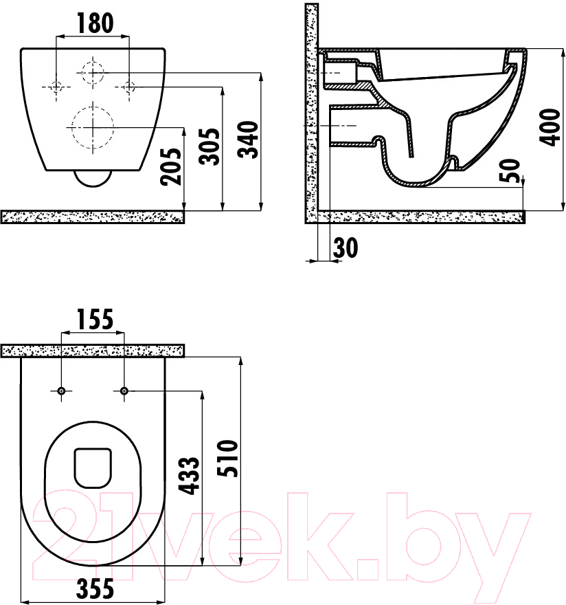 Унитаз подвесной Creavit Free FE322-11CB00E-0000+KC0903.02.0000E+AM101/1120+M570