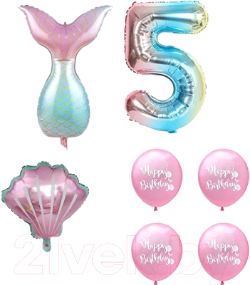 Набор воздушных шаров Sundays Party Цифра 5 / C0006044E (розовый/голубой)