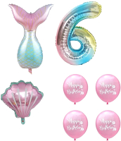 Набор воздушных шаров Sundays Party Цифра 6 / C0006044F (розовый/голубой) - 