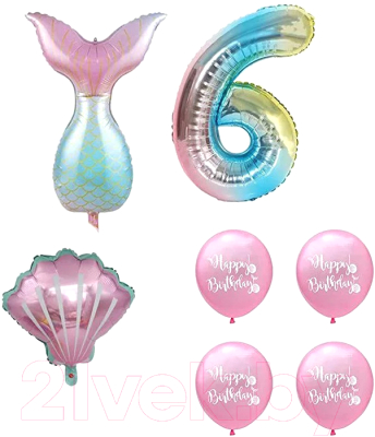 Набор воздушных шаров Sundays Party Цифра 6 / C0006044F (розовый/голубой)