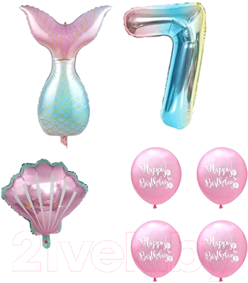 Набор воздушных шаров Sundays Party Цифра 7 / C0006044G (розовый/голубой)
