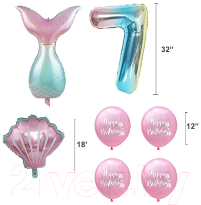 Набор воздушных шаров Sundays Party Цифра 7 / C0006044G (розовый/голубой)
