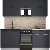 Кухонный гарнитур Интерлиния Мила Gloss 50-20 (графит софт/графит софт/травертин серый) - 
