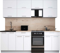 Кухонный гарнитур Интерлиния Мила Gloss 50-23 (белый софт/белый софт/травертин серый) - 