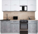 Готовая кухня Интерлиния Мила Gloss 50-23 (белый софт/керамика/травертин серый) - 