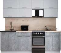 Кухонный гарнитур Интерлиния Мила Gloss 50-23 (пепел софт/керамика/травертин серый) - 