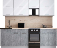 Кухонный гарнитур Интерлиния Мила Gloss 50-24 (белый глянец/керамика/травертин серый) - 