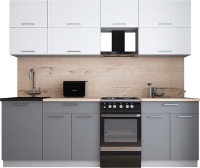 Кухонный гарнитур Интерлиния Мила Gloss 50-24 (белый софт/керамика/травертин серый) - 