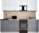 Готовая кухня Интерлиния Мила Gloss 50-24 (белый софт/керамика/травертин серый) - 