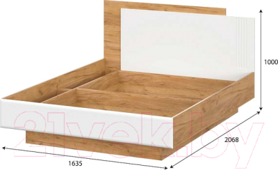 Двуспальная кровать SV-мебель Милан К Серия 2 160x200 (дуб золотой/белый матовый)