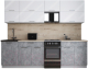 Готовая кухня Интерлиния Мила Gloss 50-26 (белый глянец/керамика/травертин серый) - 