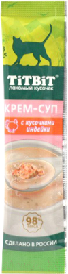 Лакомство для кошек TiTBiT Крем-суп для кошек с кусочками индейки / 14615 (10г)