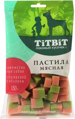 Лакомство для собак TiTBiT Пастила мясная с говядиной и яблоком / 25369 (130г) - 