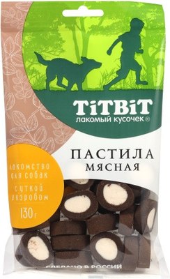 Лакомство для собак TiTBiT Пастила мясная с уткой и кэробом / 25383 (130г) - 