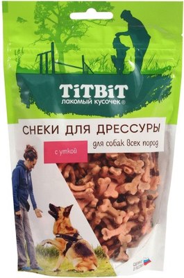 Лакомство для собак TiTBiT Снеки для дрессуры с уткой / 25703 (100г) - 