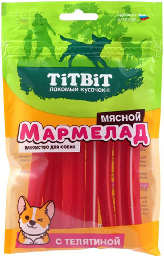 Лакомство для собак TiTBiT Мармелад мясной с телятиной / 26212 (120г)
