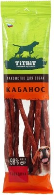 Лакомство для собак TiTBiT Колбаски Кабанос с говядиной / 26168 (80г) - 