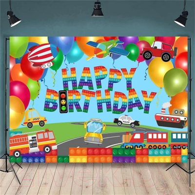 Фон тканевый Sundays Party Детский день рождения / 649900828A (210x180, разноцветный)