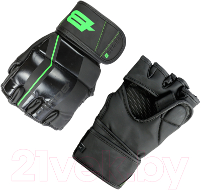 Перчатки для единоборств BoyBo B-series для ММА (L, черный/зеленый)
