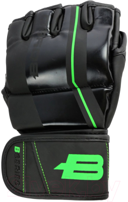 Перчатки для единоборств BoyBo B-series для ММА (L, черный/зеленый)