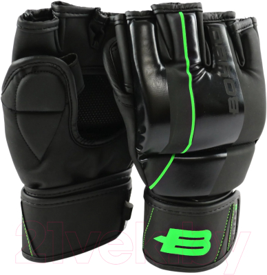 Перчатки для единоборств BoyBo B-series для ММА (S, черный/зеленый)