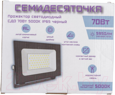 Прожектор Фарлайт  Семидесяточка СДО 70Вт 5000К IP65 FAR002253 (черный)