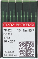 Набор игл для промышленной швейной машины Groz-Beckert DBx1 55 SUK GB-10 (для высокоэластичных тканей) - 
