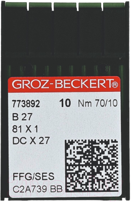 Набор игл для промышленной швейной машины Groz-Beckert DCx27 70 SES GB-10 (для трикотажа)