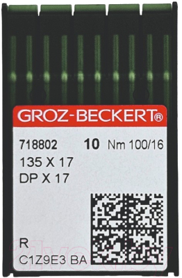 Набор игл для промышленной швейной машины Groz-Beckert DPx17 100 R GB-10 (универсальные)